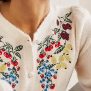 Boden Embroidered Fluffy Cardigan